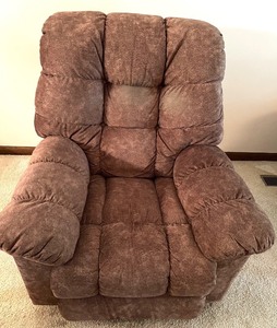 lot 74 image: Brown Upholstered Recliner Armchair with Lever