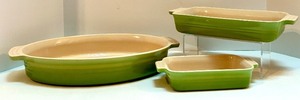 lot 37 image: Set of 3 Le Creuset Green Stoneware Baking Dishes