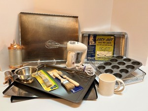 lot 55 image: Baking and Pastry Tool Collection with Cuisinart Hand Mixer and Pans