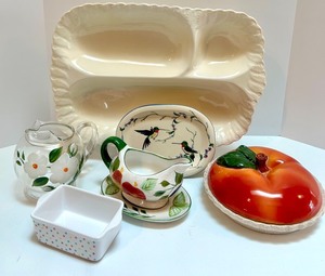 lot 58 image: Assorted Kitchen Servingware Collection with Decorative Dishes