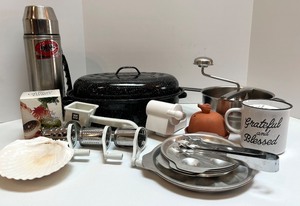 lot 72 image: Assorted Kitchenware Set with Roaster, Utensils, and Accessories