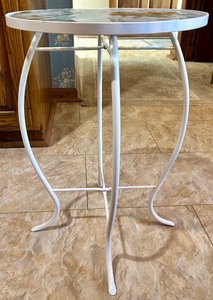 lot 105 image: Glass Top Metal Side Table with Leaf and Butterfly Motif