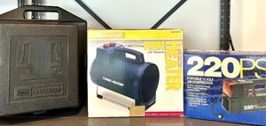 lot 121 image: 220 PSI Portable 12V Air Compressor and Duracraft Turbo Heater Set