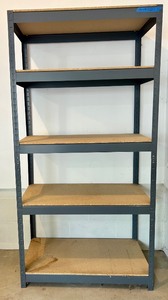 lot 125 image: Set of 5 Industrial Metal Storage Shelving Units with 5 Shelves Each SEE ALL PHOTOS