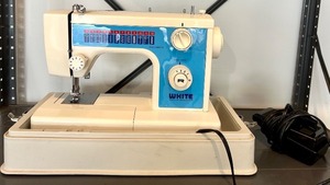lot 127 image: White 1160A Sewing Machine with Case, Foot Pedal, and Manual