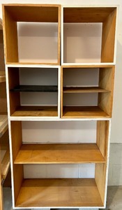 lot 141 image: Lot of Wooden Modular Shelving Units and Open Storage Rack