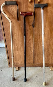 lot 144 image: Set of 3 Adjustable Walking Canes with Rubber Tips