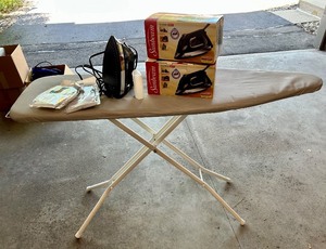 lot 149 image: Sunbeam Irons, Ironing Board, and Mesh Bags Set
