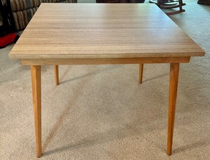 lot 153 image: Square Vintage Laminate Kitchen Table with Wood Legs