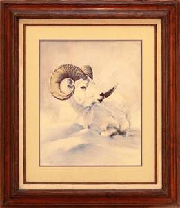 lot 005 image: Annette Hartzell 1985 Signed and Numbered Print - Dall Sheep