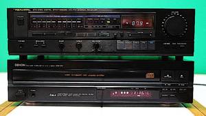 lot 028 image: Realistic STA-2150 Stereo Reciever and Denon DCM-340 5-Disc CD Changer