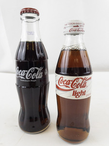 lot 30C image: Set of 2 Vintage Coca-Cola Bottles - Classic and Light 237mL200mL