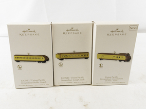 lot 132 image: Set of 3 Hallmark Lionel Union Pacific Streamliner Train Ornaments