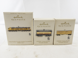 lot 133 image: Set of 3 Hallmark Lionel Union Pacific Keepsake Train Ornaments with Boxes