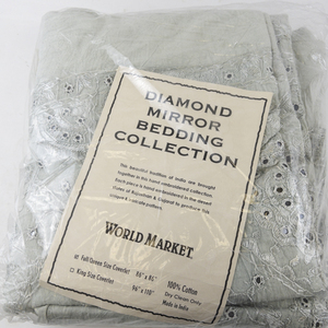 lot 40 image: World Market Diamond Mirror Collection Hand-Embroidered Queen Coverlet