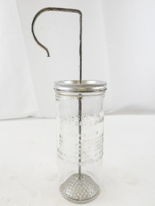 lot 71 image: Vintage Wesson Oil Mayonnaise Maker Glass Jar with Metal Plunger