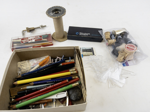 lot 78 image: Mixed Lot of Vintage Pencils, Sewing Notions, and Office Supplies