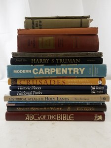 lot 99 image: Collection of Vintage Books Including Paradise Lost, Carpentery, and Historic Atlas