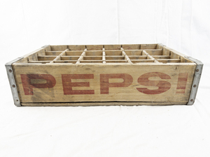 lot 30O image: Vintage Pepsi Wooden Bottle Crate with Metal Reinforcement