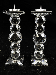 lot 186 image: Pair of Swarovski Crystal Cube Candle Holders