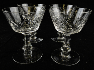 lot 187 image: Set of 16 Cut Crystal Wine Glasses with Etched Leaf Pattern