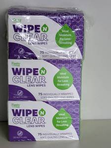 lot 32 image: NEW FLENTS WIPE N CLEAR LENS WIPES 3PK.