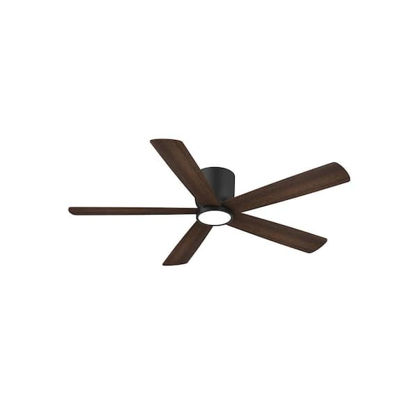 lot 89 image: Home Decorators Collection Britton 52 in. Integrated LED Indoor Matte Black Ceiling Fan with Light Kit and Remote Control