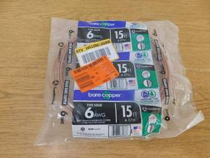 lot 175 image: Southwire 15 ft. 6-Gauge Solid SD Bare Copper Grounding Wire