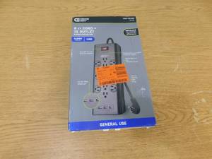 lot 179 image: Commercial Electric 6 ft. 12-Outlet Black Surge Protector with USB