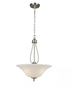 lot 103 image: Hampton Bay Kensley Park 3-Light Brushed Nickel Pendant