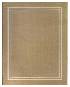 lot 110 image: Hampton Bay Beige White 8 x 10 Border IndoorOutdoor Area Rug