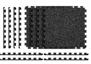 lot 112 image: Norsk Black with Blue White Flecks 20.5 in. x 20.5 in. x 0.47 in. Rubber-Tec Reversible Gym Flooring (24 sq. ft.) (8-Pack)