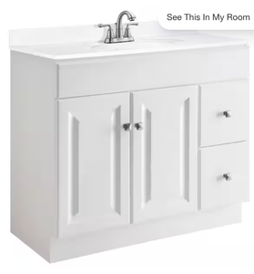 lot 118 image: Design House Wyndham 36 in. W x 18 in. D Unassembled Bath Vanity Cabinet Only in White Semi-Gloss