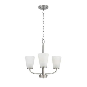 lot 181 image: Hampton Bay Helena 19 in 3-Light Brushed Nickel Hanging Chandelier with Frosted Glass Shades for Dining Room