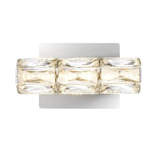 lot 190 image: (2) Home Decorators Collection Keighley Integrated LED Chrome and Crystal Indoor Wall Sconce Light Fixture