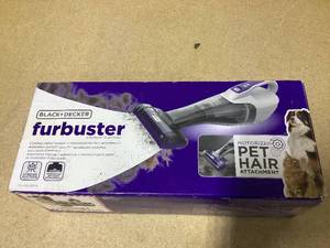 lot 457 image: BLACKDECKER Furbuster Cordless Hand Vacuum - Motorized Upholstery Brush for Pet Hair, HLVB315JP07W