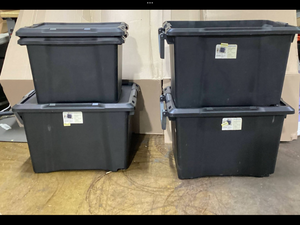 lot 461 image: LOT OF 4  Miscellanous Sizes Brightroom Wheeled Latching Storage Tote