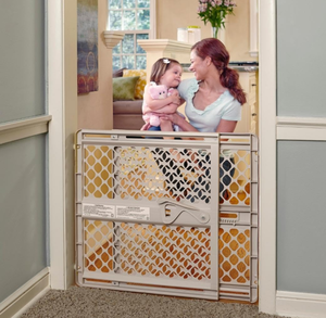 lot 315 image: Toddleroo by North States - Supergate Ergo Baby Gate Plastic Baby Gate for Stairs & Doorways-26 to 42 Inches Wide - 26 Inches Tall - Sand