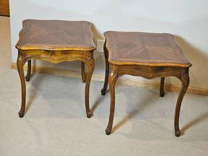 lot 62 image: Elegant French Provincial Side Table Pairing