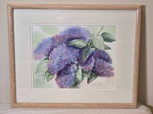 lot 72 image: Watercolor Purple Lilac Bouquet Original Artwork  by Marian Biron