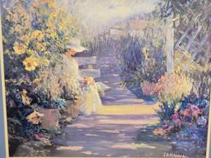 lot 76 image: Picking Flowers Framed Print by artist Loveta Strickland