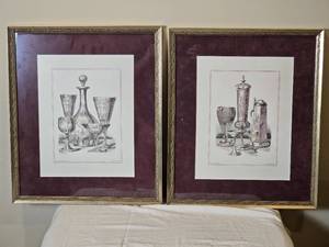 lot 81 image: Framed Etching Pair of Drinking Vessel Still Lifes by Ulrich and Toepfer