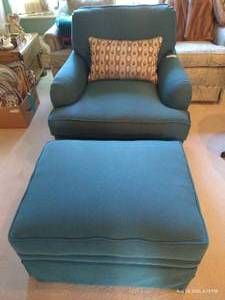 lot 13 image: Occasional Chair w Heavy Ottoman