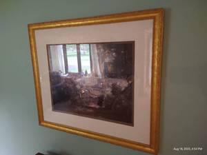 lot 40 image: Pretty Extra Large Garden Print in Gold Frame