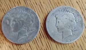 lot 63 image: (2) Peace Dollars