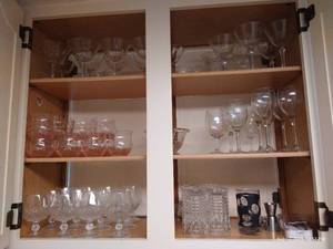 lot 77 image: Cupboard of Glassware Crystal, Bar Supplies, Etc