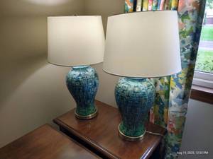 lot 90 image: (2) Pretty Blue Lamps