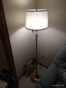 lot 102 image: Floor Lamp & Brass Magazine Rack
