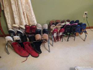 lot 126 image: Two Shoe Racks w Shoes, Mostly Sz 7-7.5