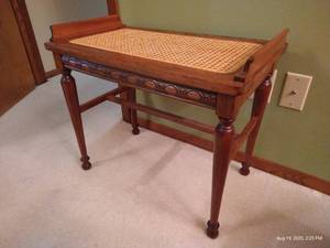 lot 135 image: Antique Bench With Caned Seat